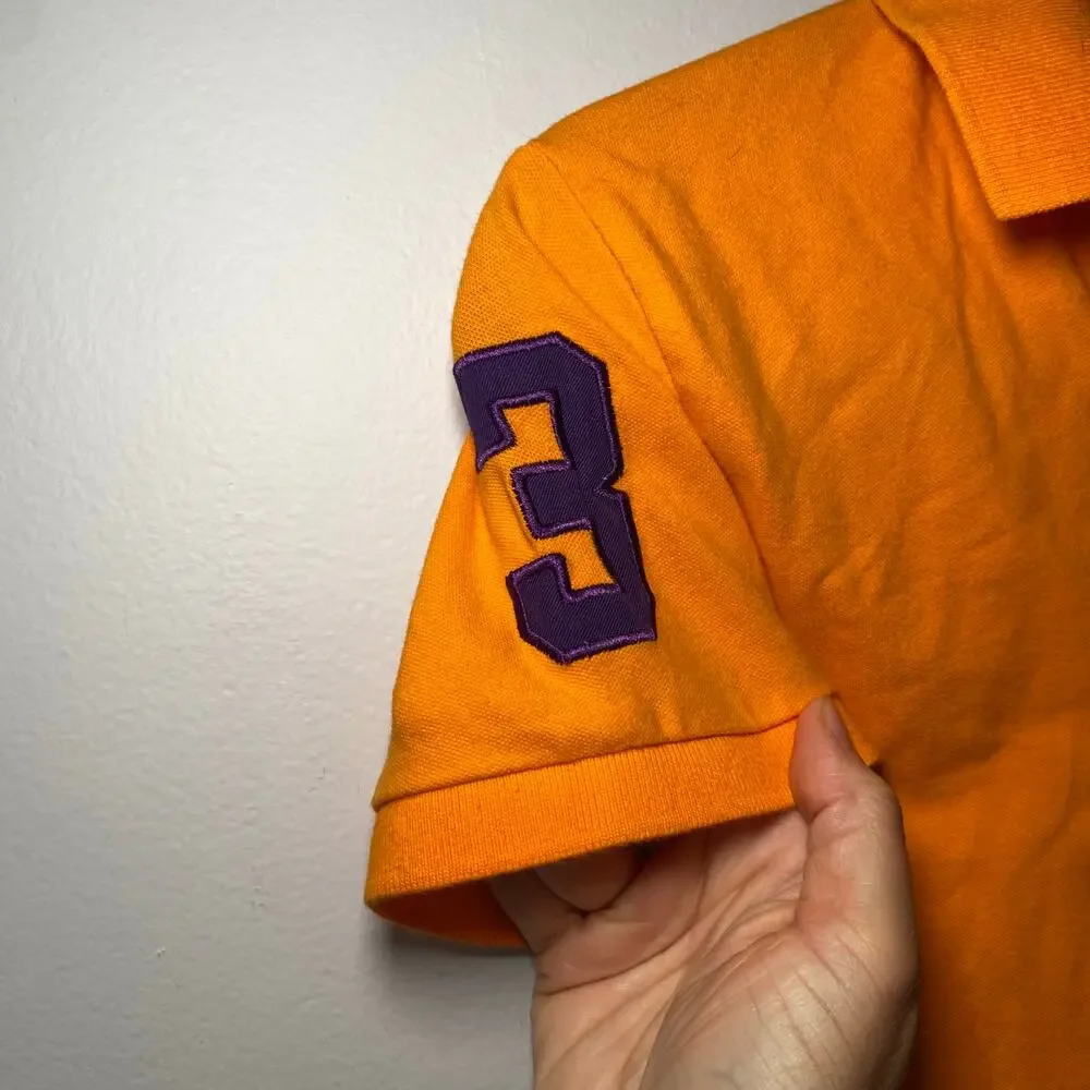 Ralph Lauren Orange Purple Embroidered Polo 3 Polo Shirt Preppy Kids size Large